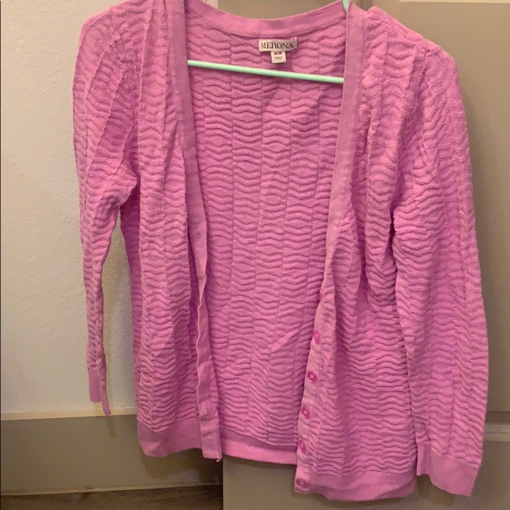 Pink Textured Light Cardigan
